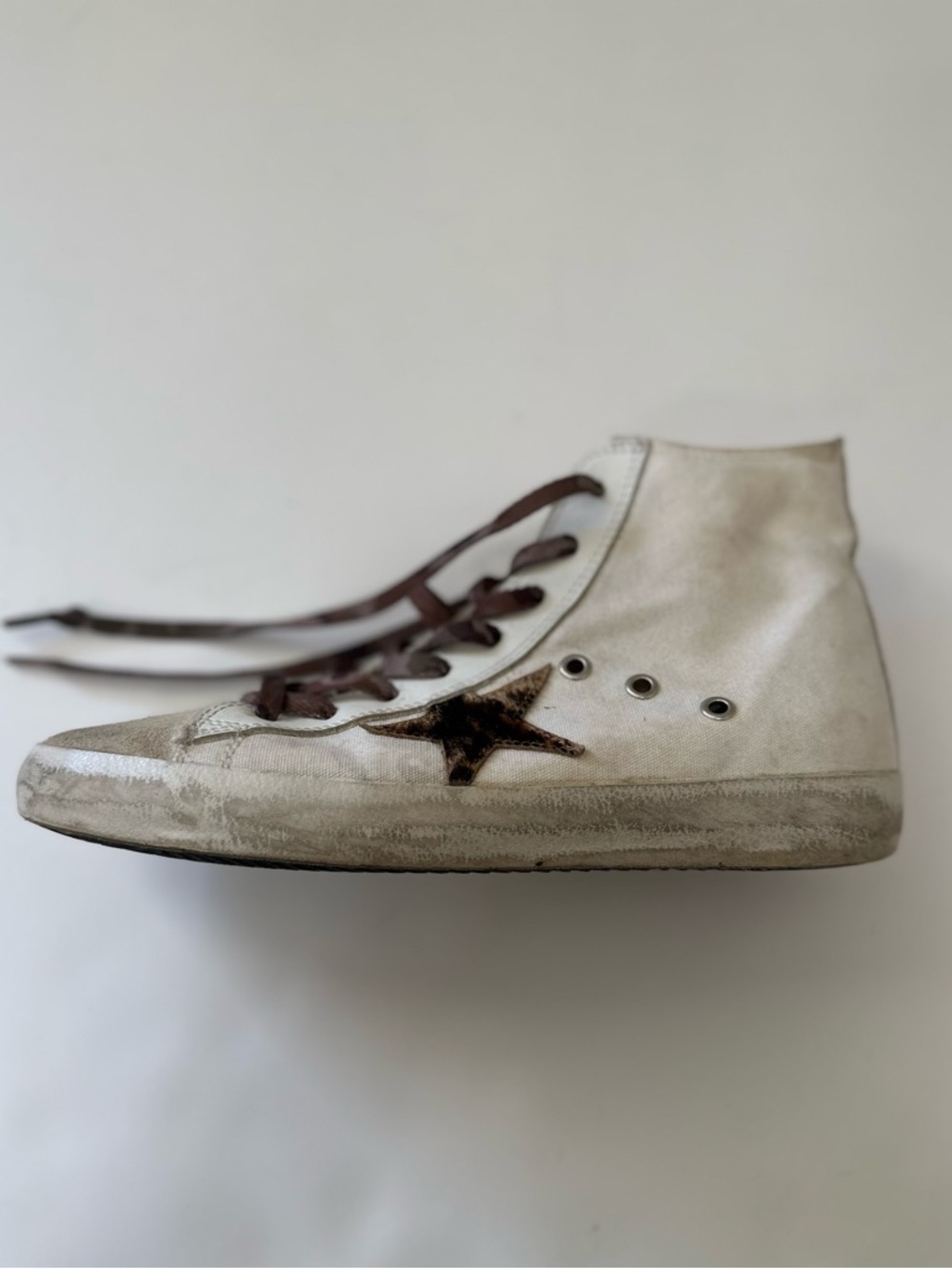 Golden Goose Women’s Francy Sneakers with Leopard Print Hair Star | Size 8 - Picture 4 of 14